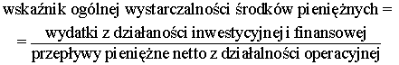 skaźnik ogólnej wystarczalności środków pieniężnych